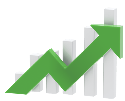 Green arrow and graph. Growing business concept.3D rendering. png