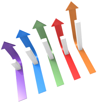 Colorful arrow and graph. Growing business concept.3D rendering. png