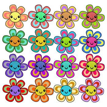 Cute Happy Smiling Floral Daisy Blossoms vector