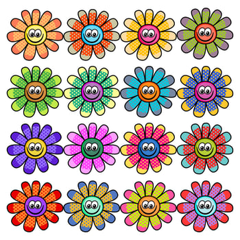 Cheerful Spring Polka Dot Daisy Flowers vector