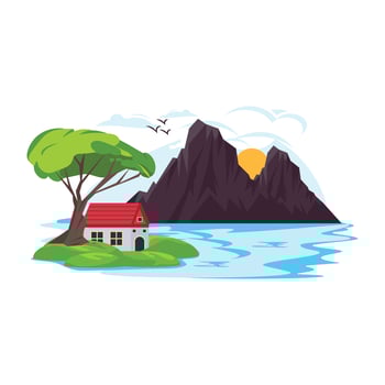 Download this flat design of riverside landscape vector