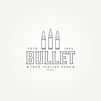 modern military bullet ammo line art badge logo vector