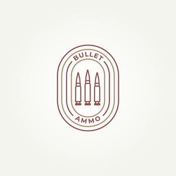 bullet ammo simple line art badge emblem logo vector