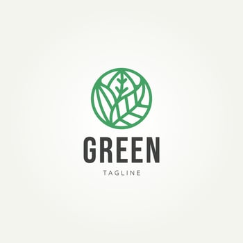 natural tropical forest plant line art badge logo vector