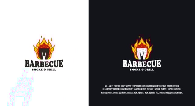 Barbeque logo design, vintage style spatula and fire vector