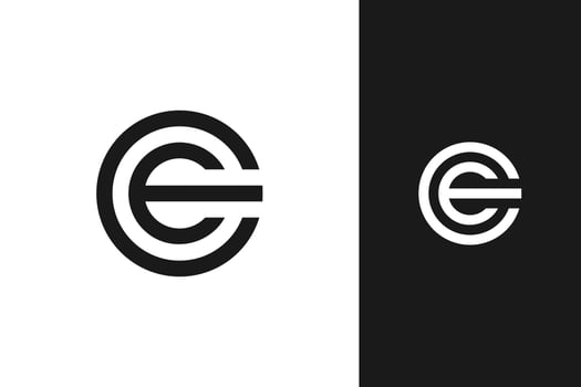 simple minimal modern initial e and c monogram logo design vector