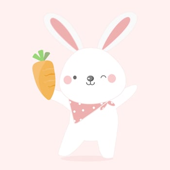 Cute rabbit cartoon character. vector