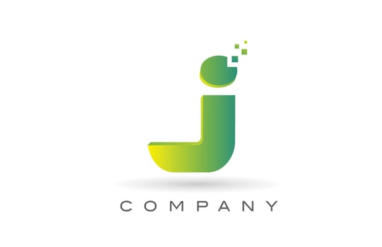 J alphabet letter logo icon design with  green dot. Creative template for company and business vector
