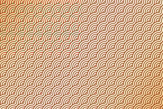 Diagonal Japanese or Chinese geometric wave style. Abstract overlapping circle wavy line shape pattern with luxury red and gold gradient color background. vector