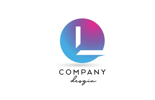 pink blue L alphabet letter logo icon with circle design. Creative template for business and company vector