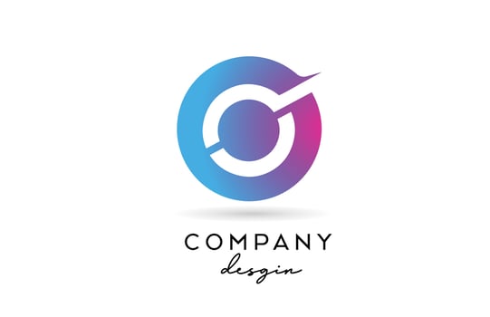 pink blue O alphabet letter logo icon with circle design. Creative template for business and company vector