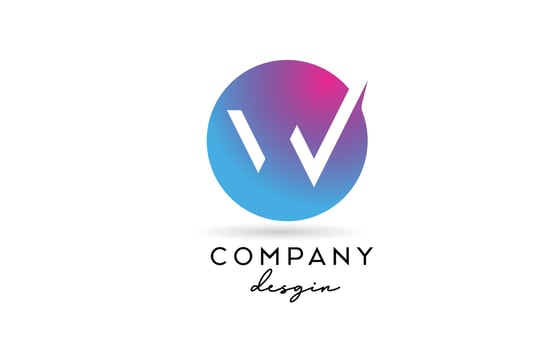 pink blue W alphabet letter logo icon with circle design. Creative template for business and company vector