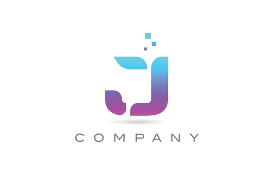 pink J alphabet icon letter logo design. Creative template for business with dots vector