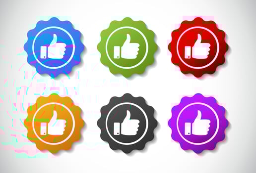 Approved medal collection or icon Recommend with thumbs up with a diverse color concept vector
