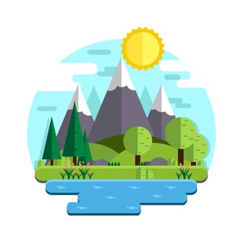 natural landscape in the spring vector