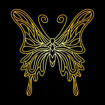 The golden butterfly is an insect. beetle linear vector illustration