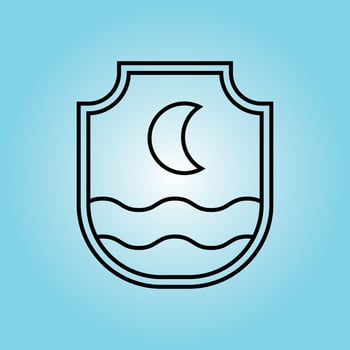 Ocean moon Wave badge Logo icon line art  Design illustration vector