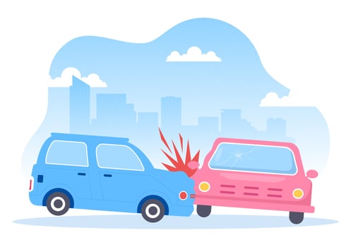 Car Accident Background Illustration with Two Cars Colliding or Hitting Something on the Road Causing Damage in Flat Style vector