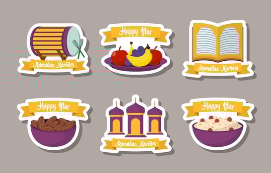 Iftar Sticker Set Collection vector