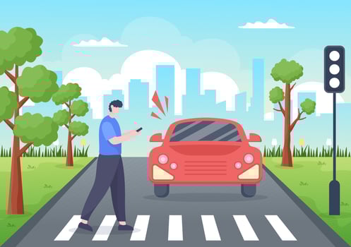 Car Accident Background Illustration with Two Cars Colliding or Hitting Something on the Road Causing Damage in Flat Style vector