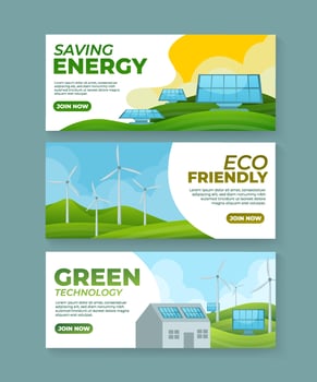 Eco Green Technology Banner Set vector