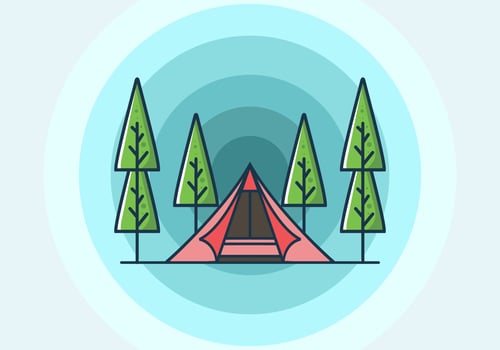 Triangle tent camping flat illustration vector