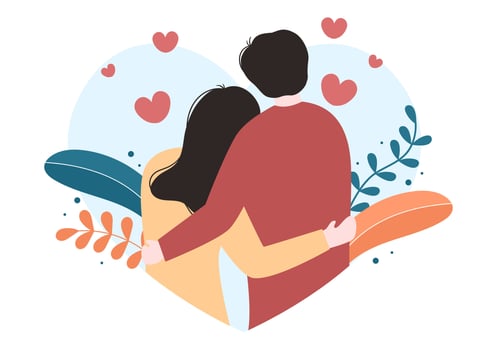 Love Sign Vector Cartoon Background Illustration to Self Care, Valentines or Yourself Icon in Different Actions of Happiness for Poster