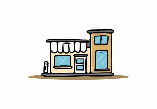 Line art color drawing of office building vector