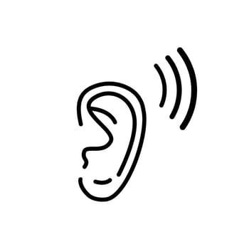 Ear line icon. Symbol of ability hear, listen. Help aid people. Vector illustration on white background