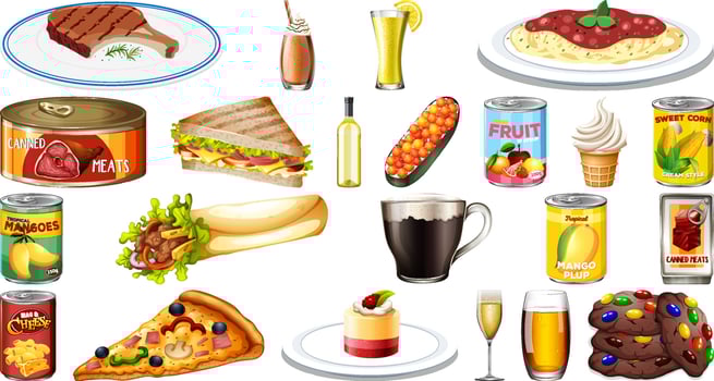Set of different foods vector