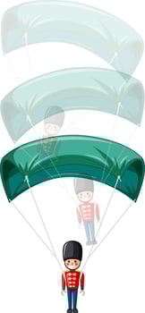 An army toy parachute on white background vector