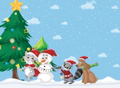 Christmas holidays with winter background vector