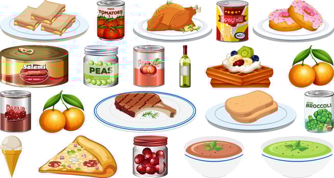 Set of different foods vector