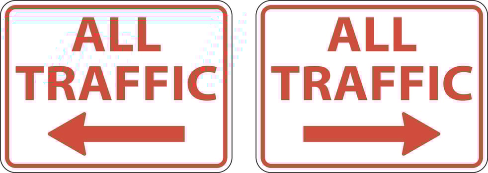 All Traffic Left Arrow Right Arrow Sign On White Background vector