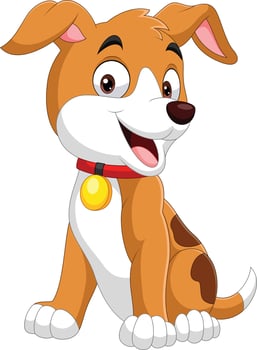 Cartoon funny little dog sitting vector