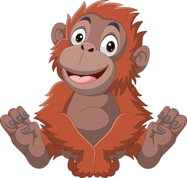 Cartoon cute baby gorilla sitting vector