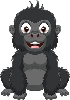 Cartoon cute baby gorilla sitting vector