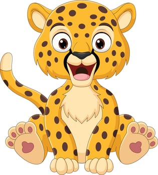 Cartoon cute baby leopard sitting vector