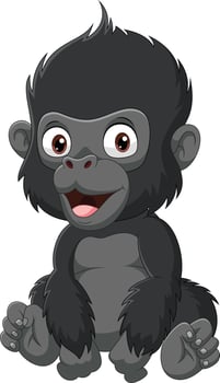 Cartoon cute baby gorilla sitting vector