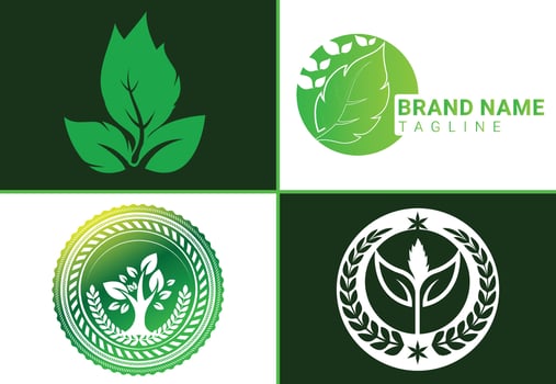 Creative green leaf logo and icon design template vector