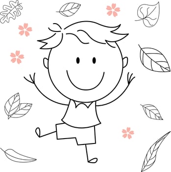 cartoon activity illustration of a smiling child for children's coloring book, and children's book. eps vector image.