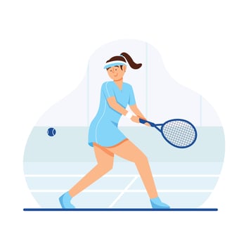 Woman Tennis Player Cartoon Concept vector