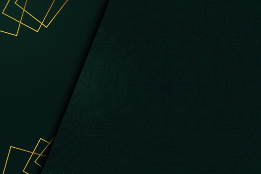 Art of traditional Indian geometric. Luxury mandala graphic background. Gold, dark green ornamental.  Celebrate invitation with golden template. Decorative pattern east style. vector