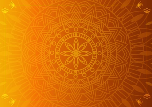 Art of traditional Indian geometric. Luxury mandala graphic background. Earth tone ornamental on shadow transparency. Decorative pattern east style. Vector illustration with copy space.