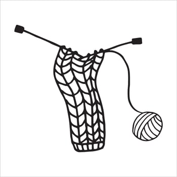 vector illustration of knitting in doodle style