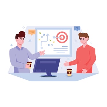 Check this flat illustration of project discussion vector
