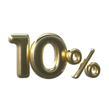 3D Gold Number 10 Percent png