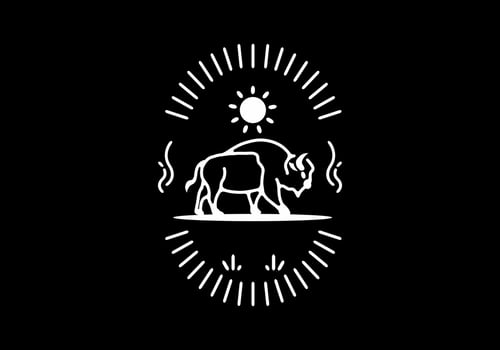 Line art illustration of bison vector