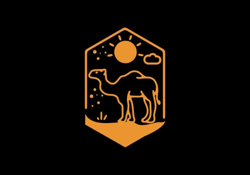 Line art illustration of camel vector