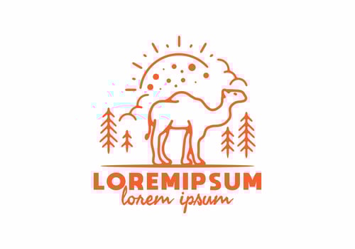 Line art illustration of camel vector
